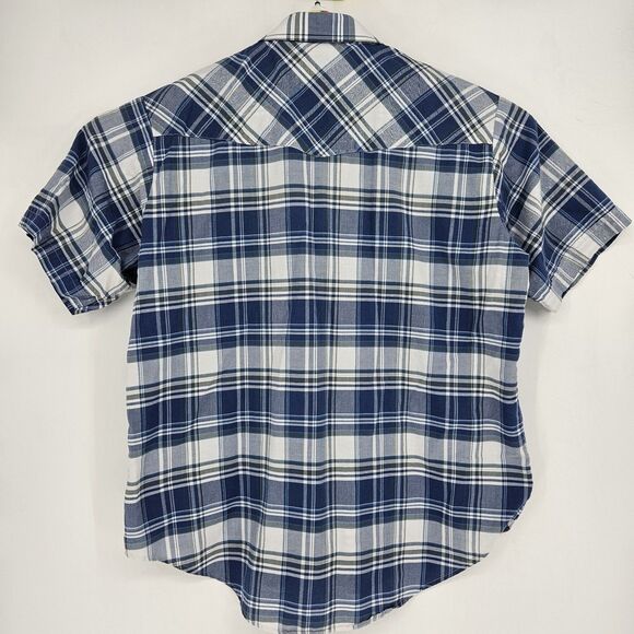 Ely‎ Cattleman Shirt Mens XXL Blue White Plaid Western Rodeo Wrinkle Resistant - Picture 3 of 9